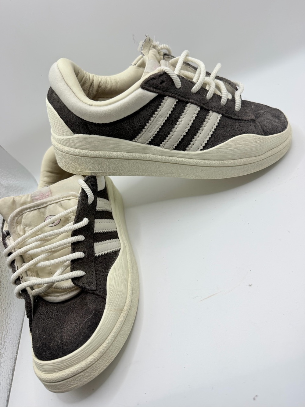 adidas bad bunny Kids Suede Low-Top Sneakers in Dark Brown and Cream